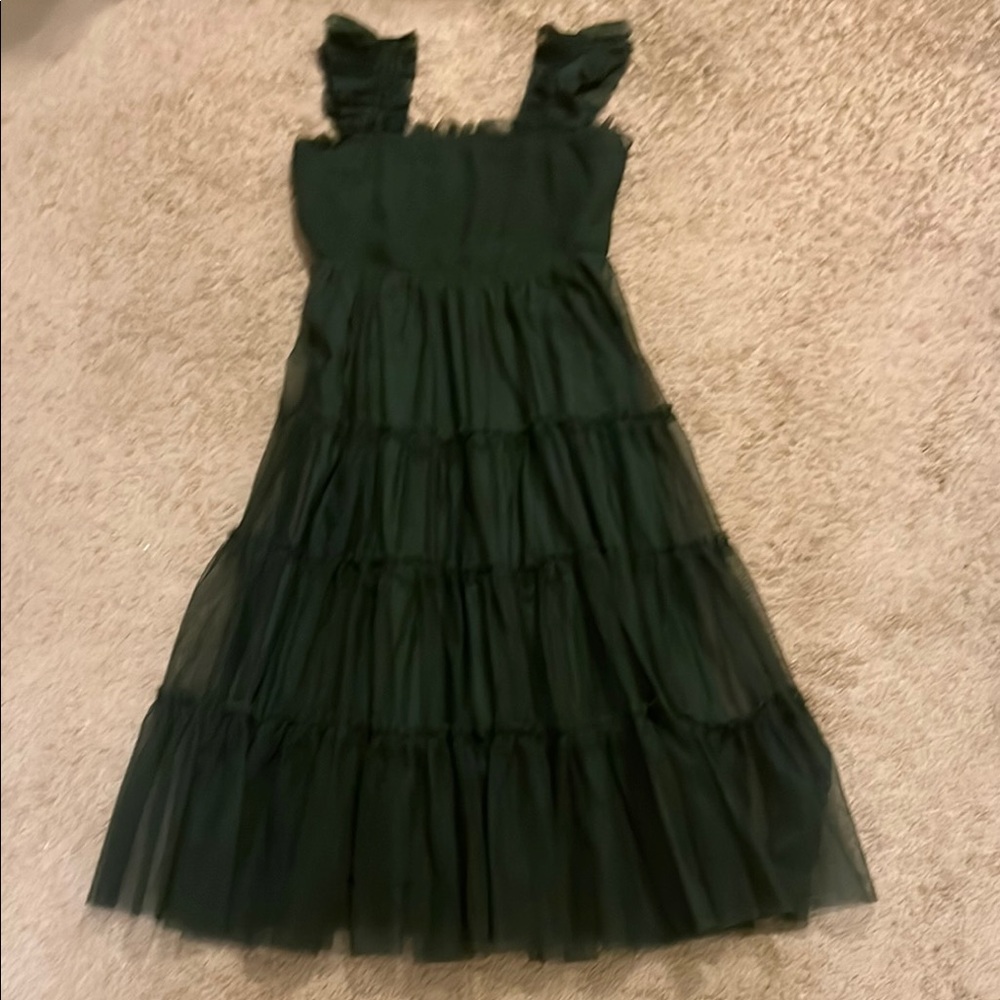 Baltic Born Dark Green Ruffle Dress
